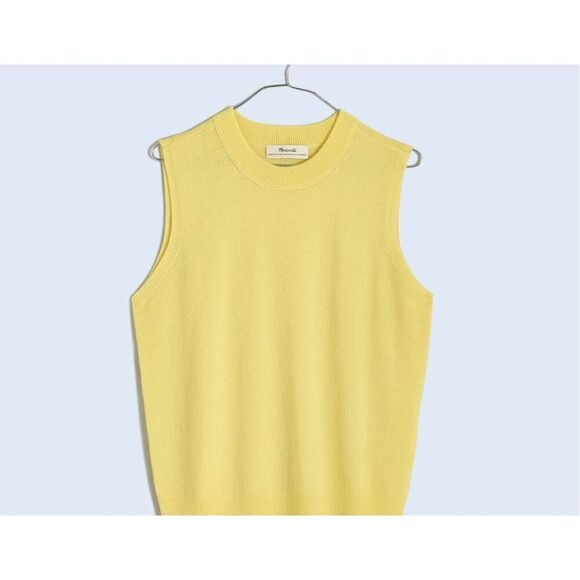 Madewell yellow (Re)sponsible Cashmere Crewneck Sweater Vest NWOT size large - Picture 2 of 8
